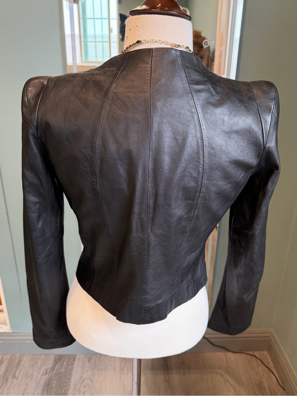 Vintage Genuine Lambskin Leather Jacket Soft Tailored Black Blazer Coat S - Picture 5 of 10